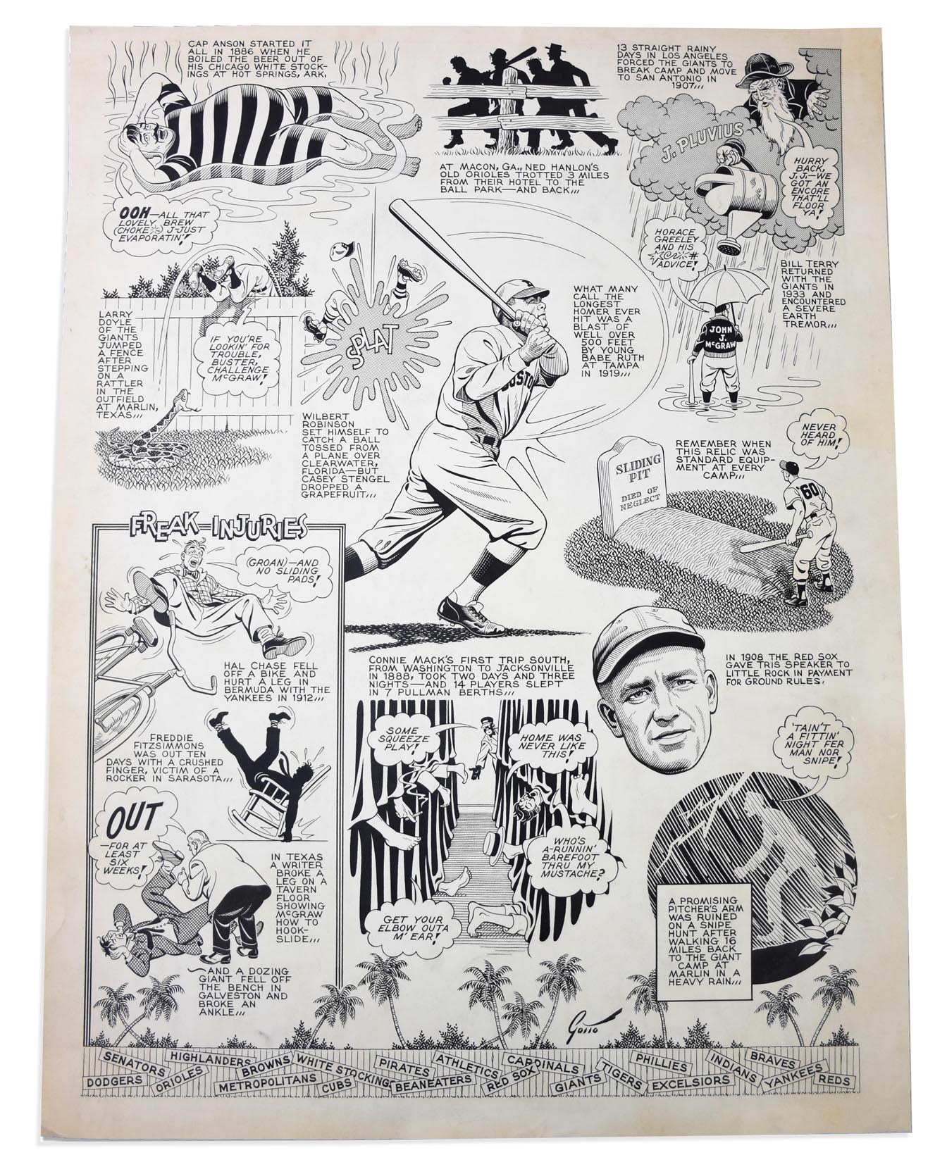 Sports Fine Art - 1960 “Babe Ruth 500-Foot Home Run” Sporting News Original Art by Ray Gotto