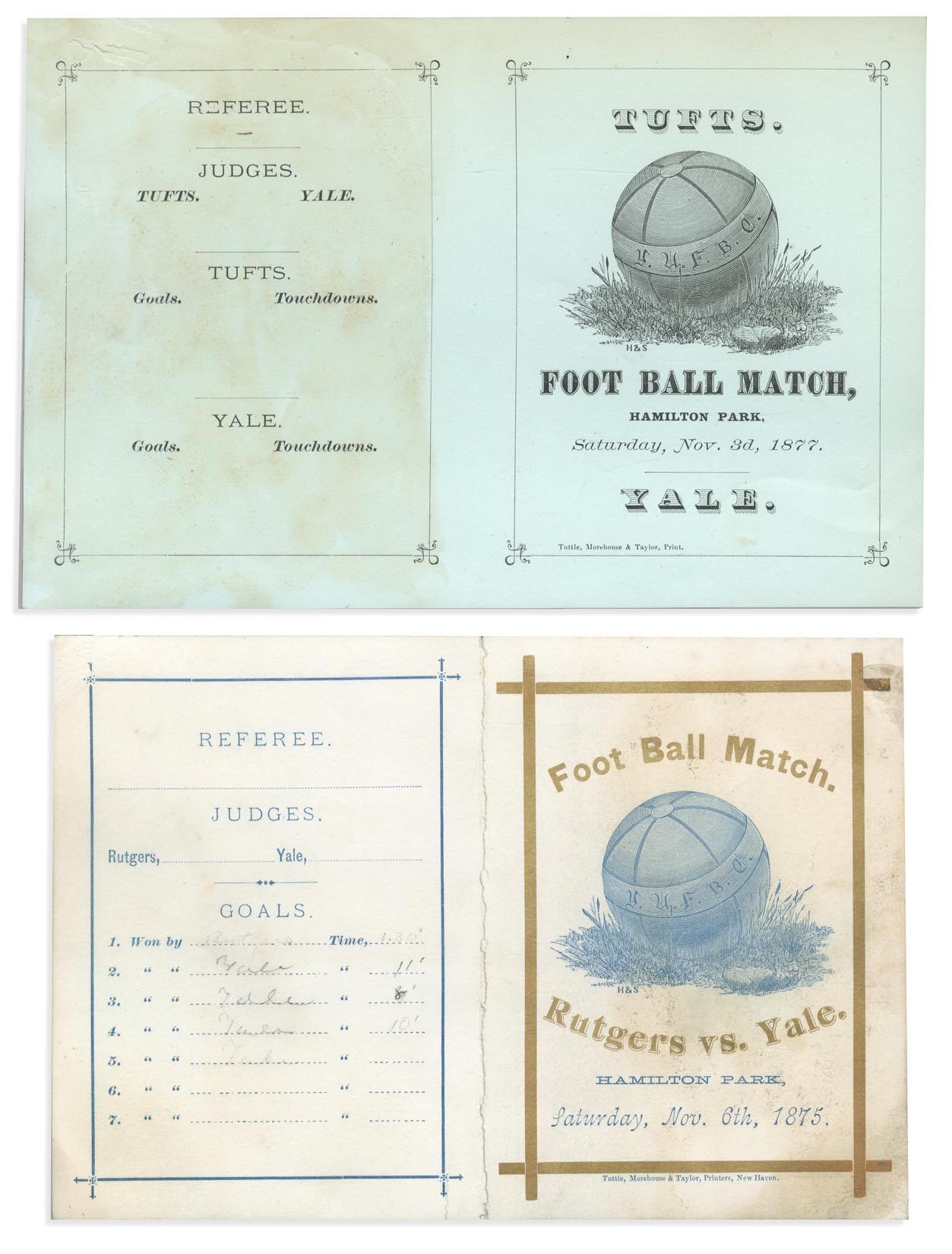1875 & 1877 Yale Football Programs