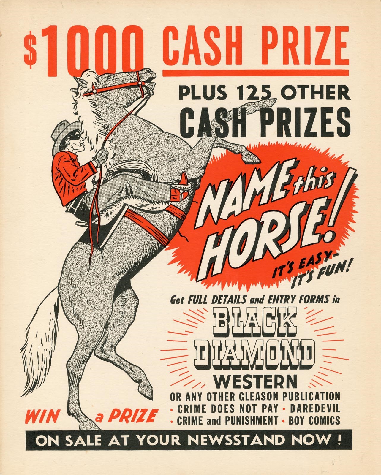 1950s Lev Gleason Black Diamond Western Advertising Poster