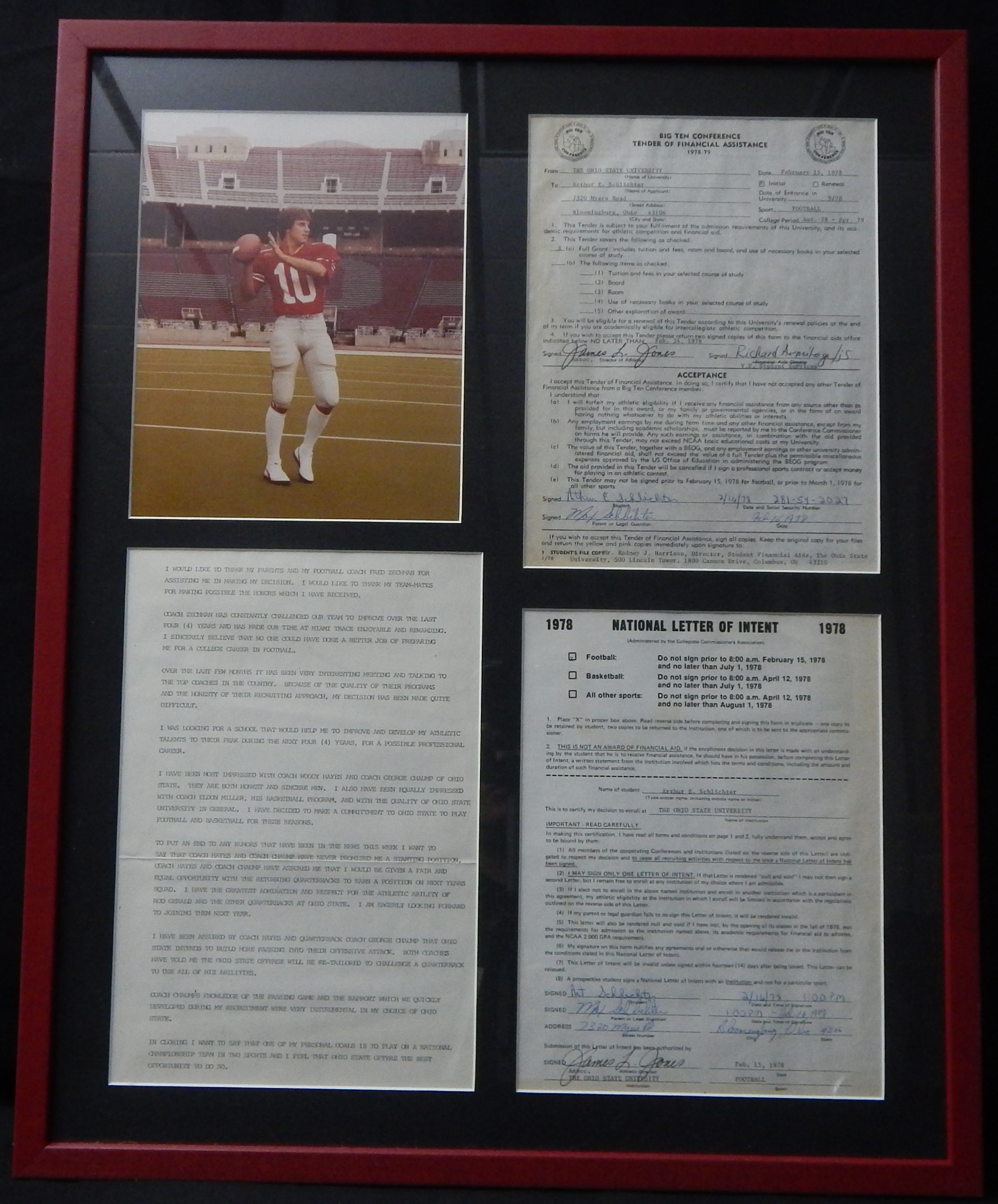 - 1978 Art Schlichter Ohio State Signed Letter of Intent