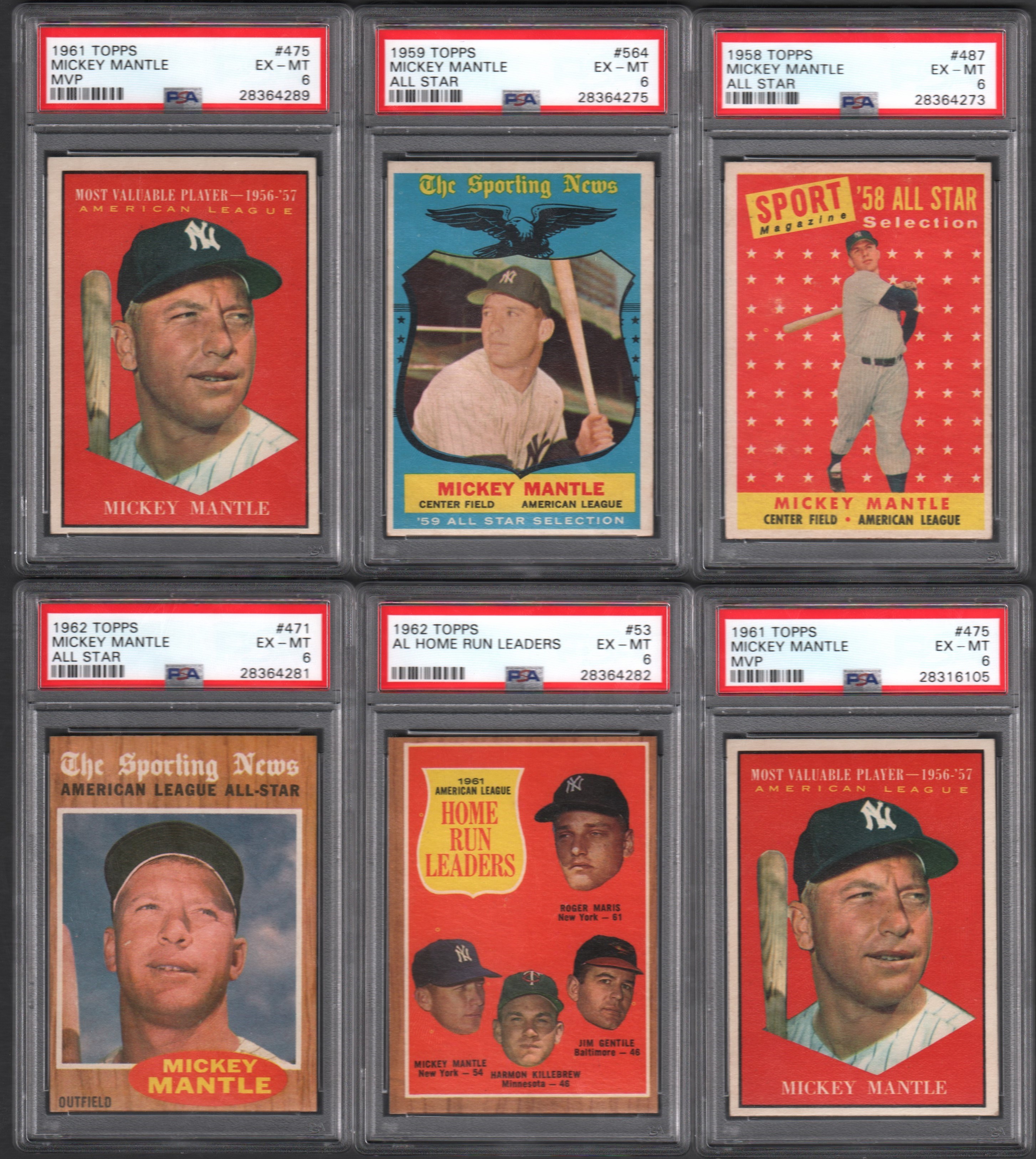 - 1958-63 Topps Mickey Mantle PSA Graded Collection (7)