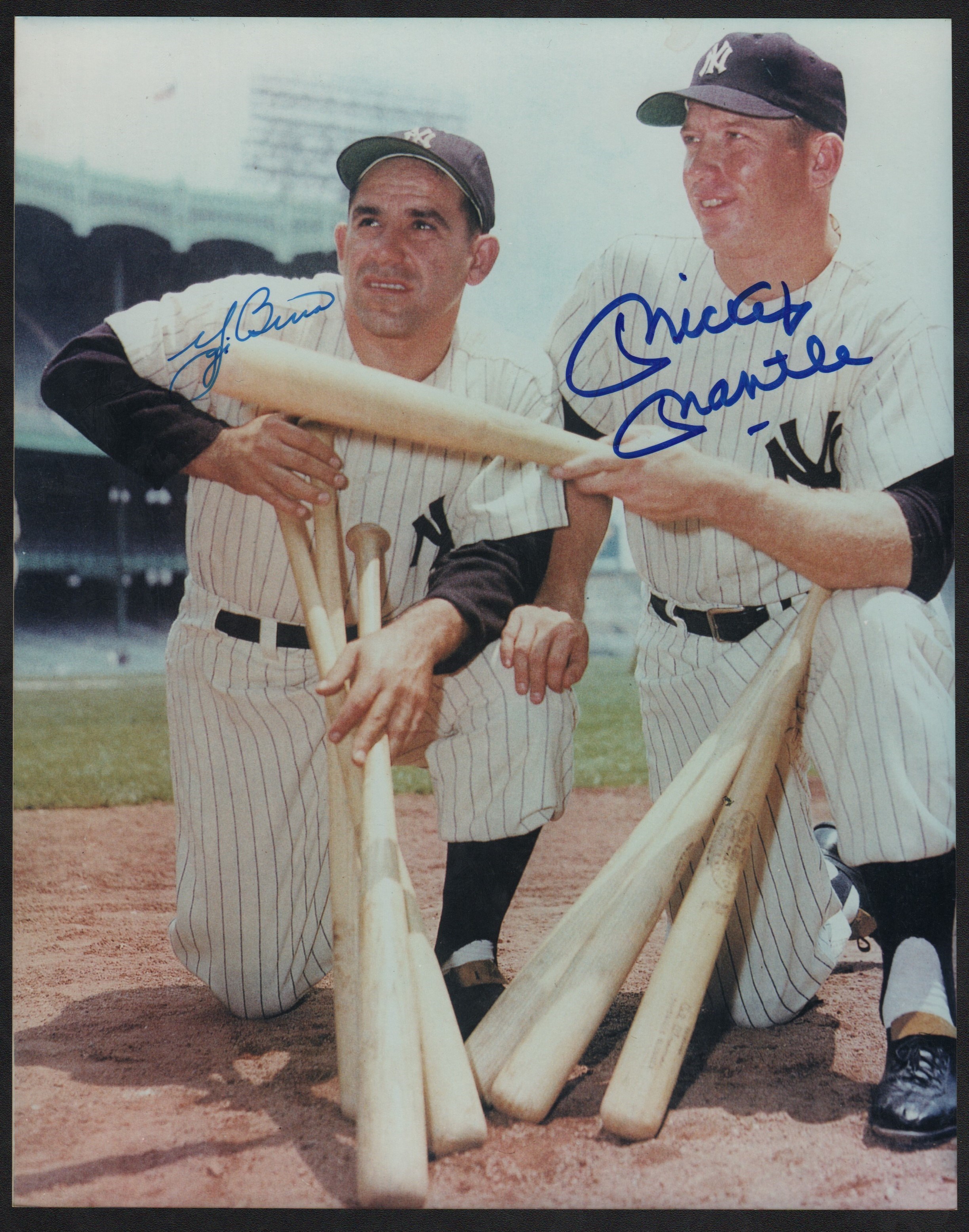 Baseball Autographs - Mantle & Berra Signed 8x10 Photo