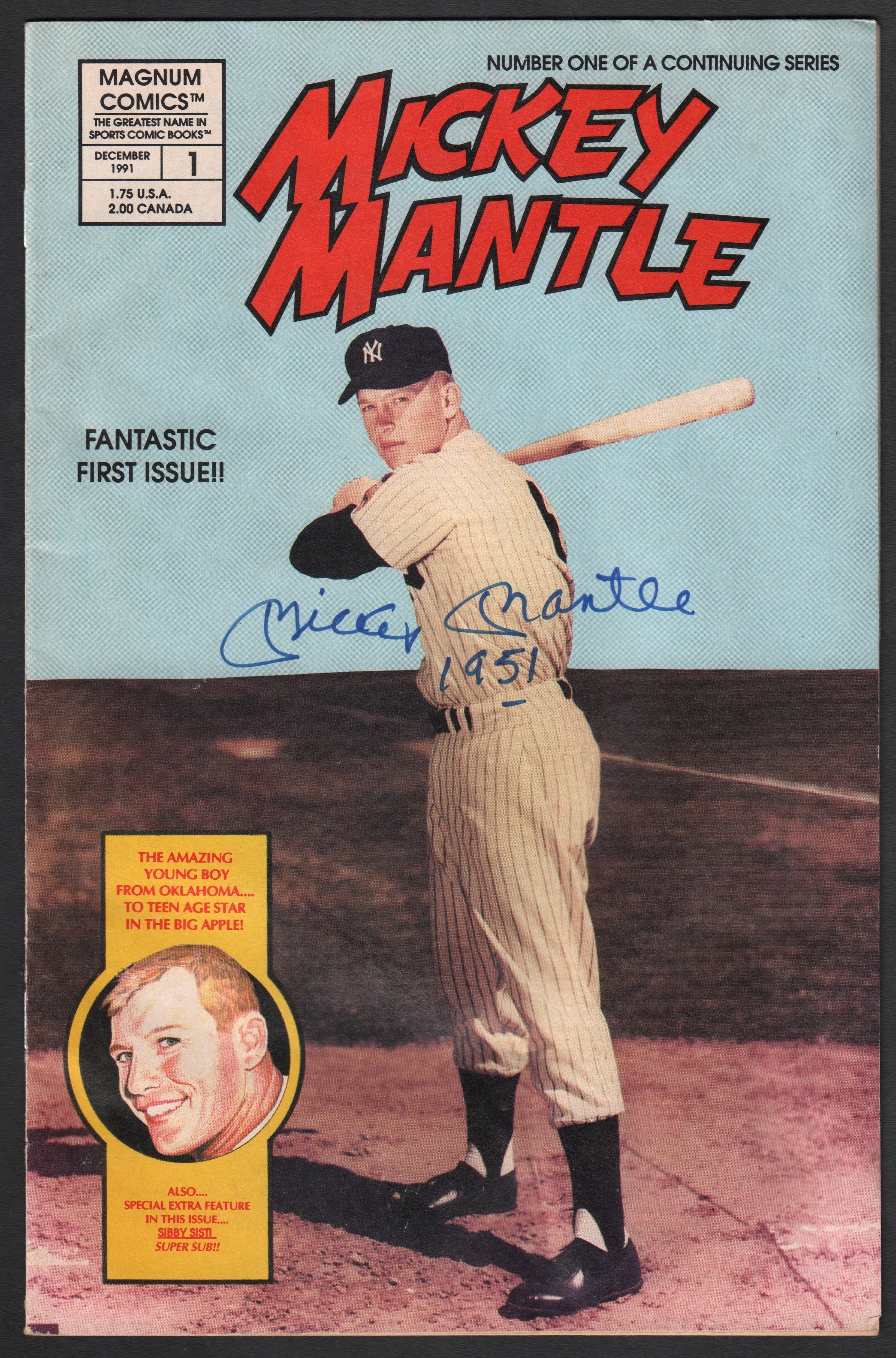 Baseball Autographs - 1991 Mickey Mantle "1951" Signed Comic Book