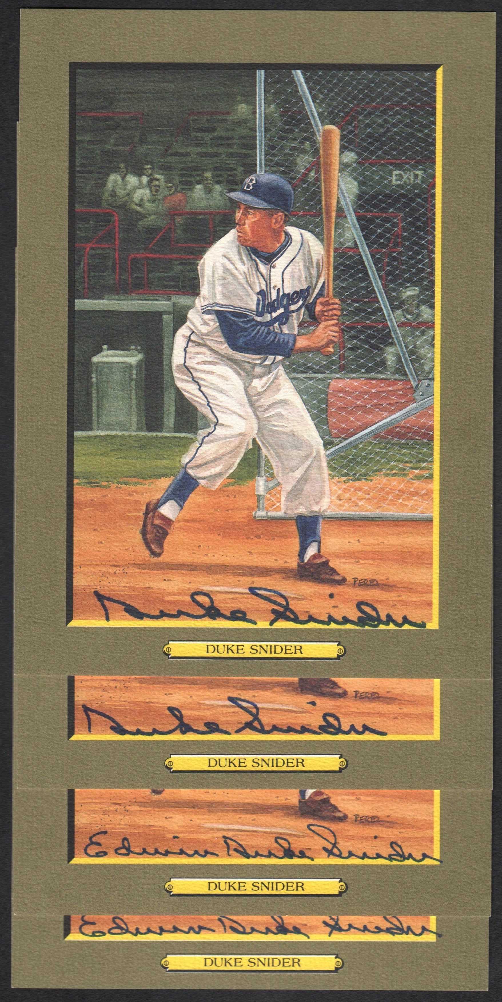 Baseball Autographs - Duke and Edwin "Duke" Snider Signed Great Moments Cards (12)