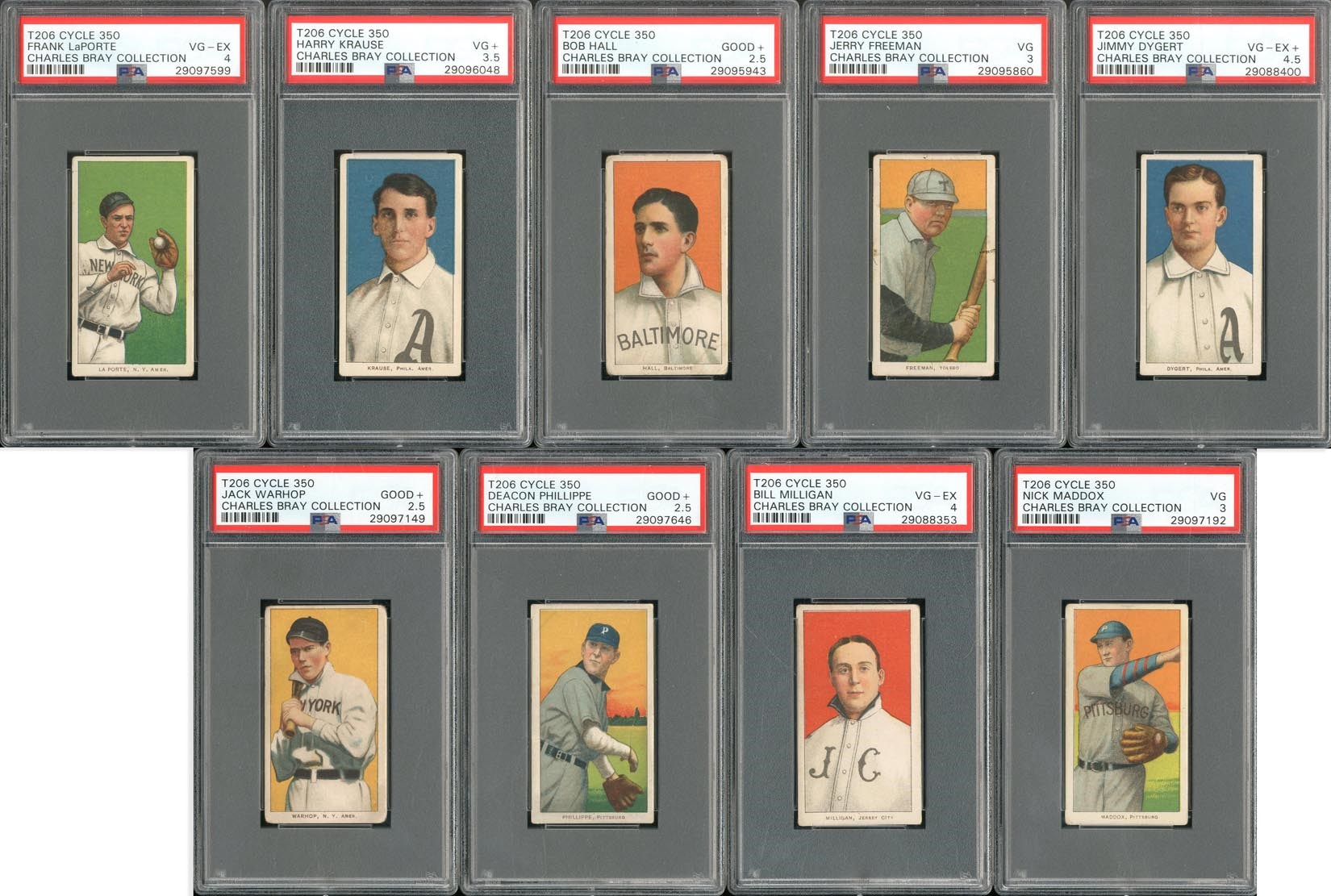 - T206 Cycle 350 Rare Back Lot (9) - The Charles Bray Collection