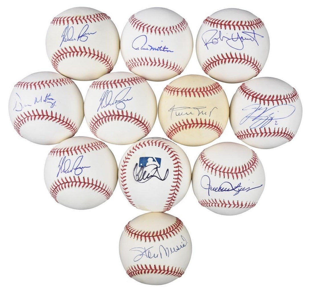 - HOFer Single Signed Baseball Collection(11) with (3) Nolan Ryan's