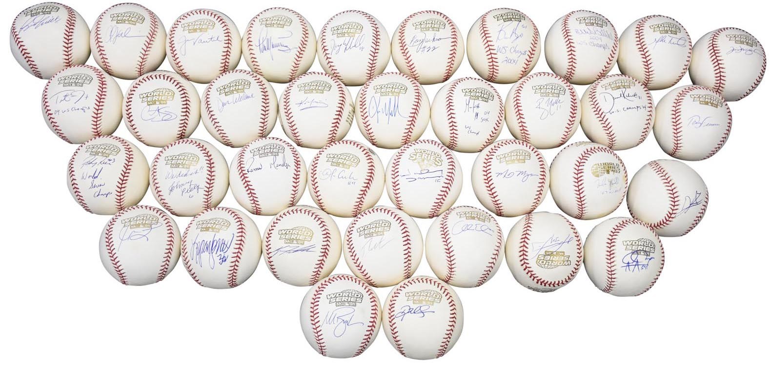 - 2004 World Champion Boston Red Sox Single-Signed Baseball Complete Team Set (36)