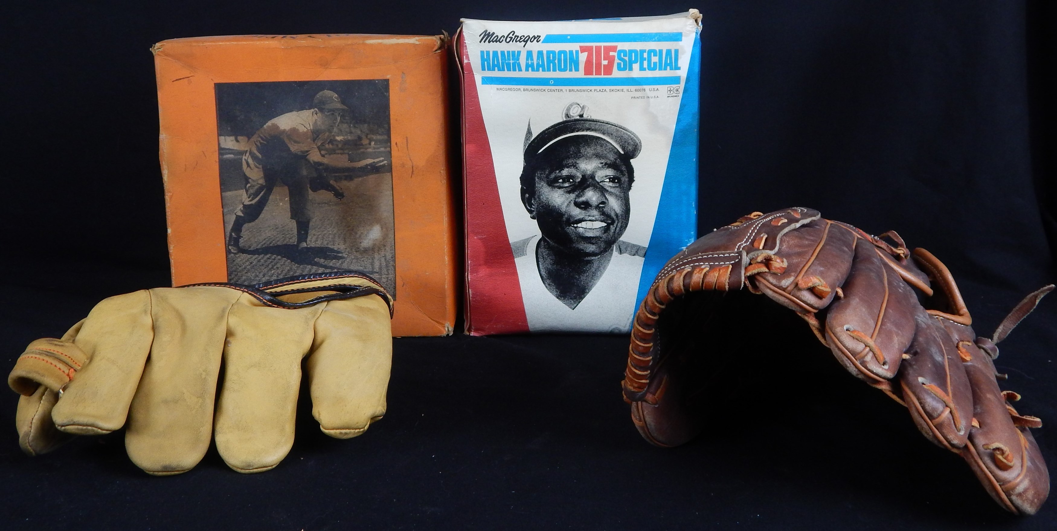 Hank Aaron 715 and Lou Boudreau Gloves