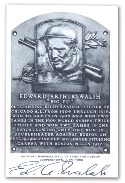 - Ed Walsh Signed Black & White Hall of Fame Plaque