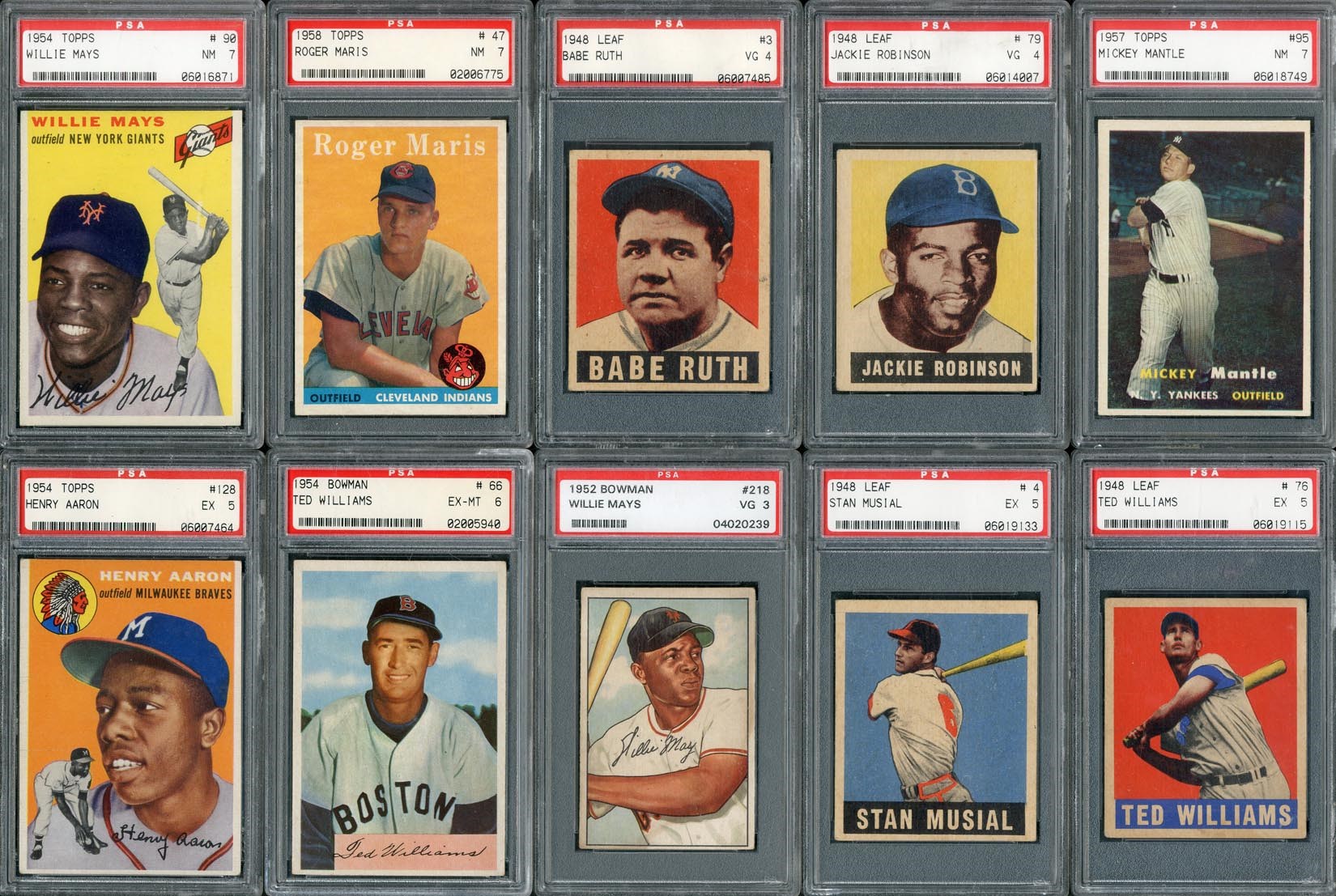 Amazing 1930s-50s Topps & Bowman Major Star PSA Graded Collection (55)