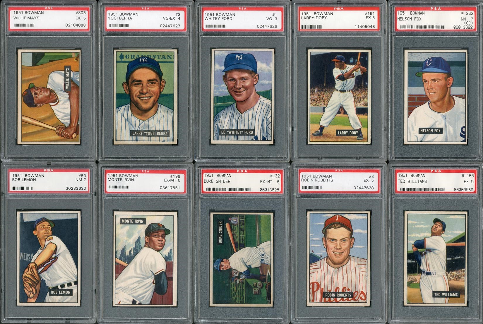 - 1951 Bowman PSA Graded Collection - PSA 5 Mays (64 Cards)