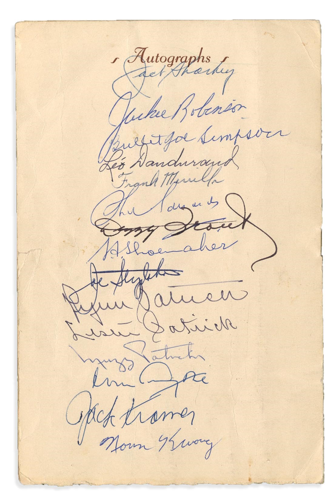 1956 Ontario Sports Writers Signed Program w/Jackie Robinson (PSA)
