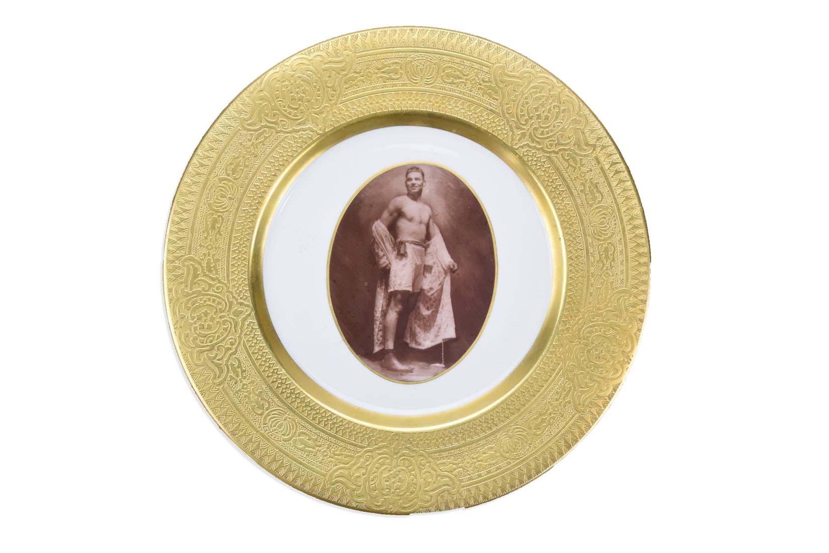 - Jack Dempsey Gold Plated Photo China Dinner Plate