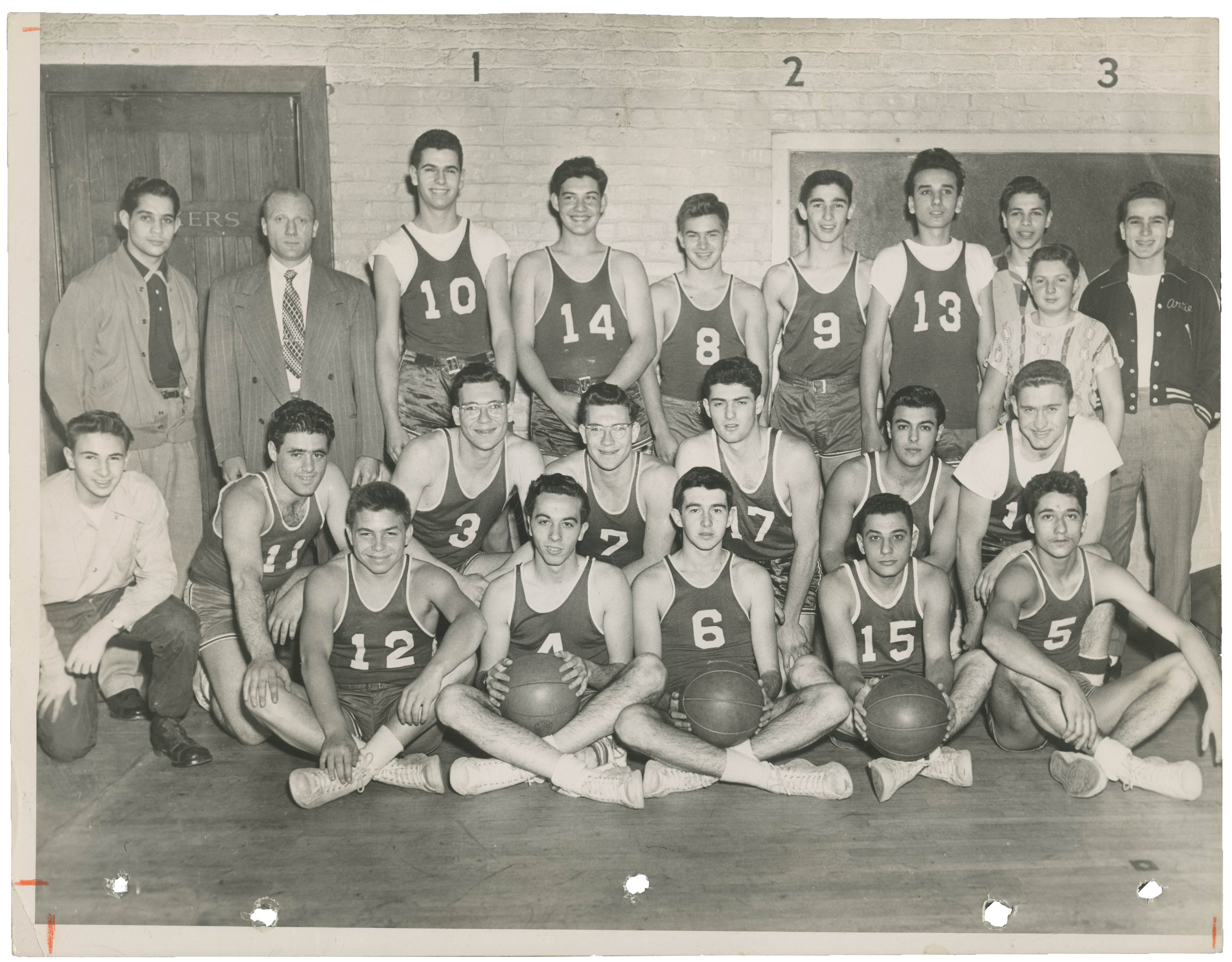 1952 Sandy Koufax Lafayette High School Basketball Team Photograph
