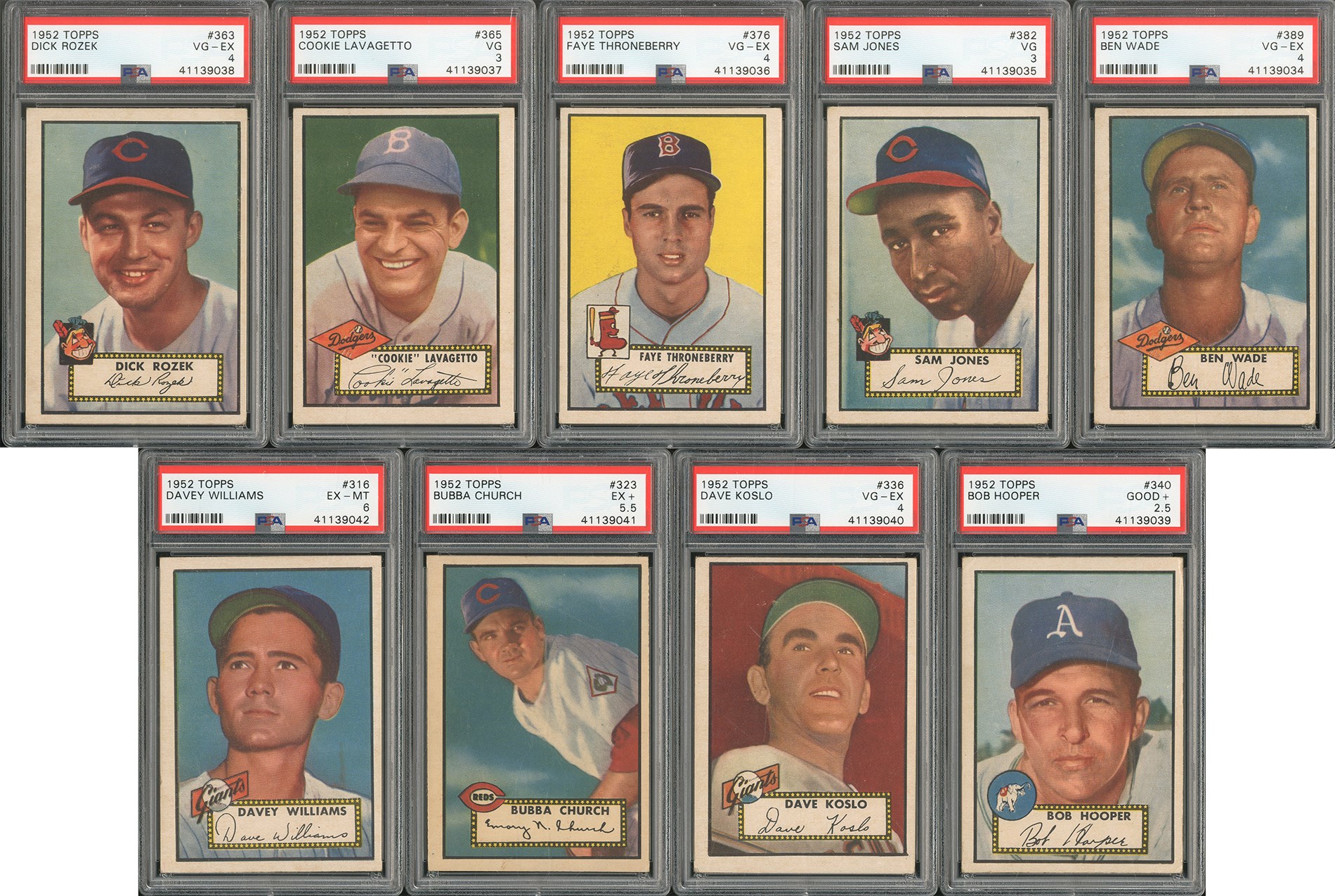 - 1952 Topps Collection w/PSA Graded High Numbers (55+)