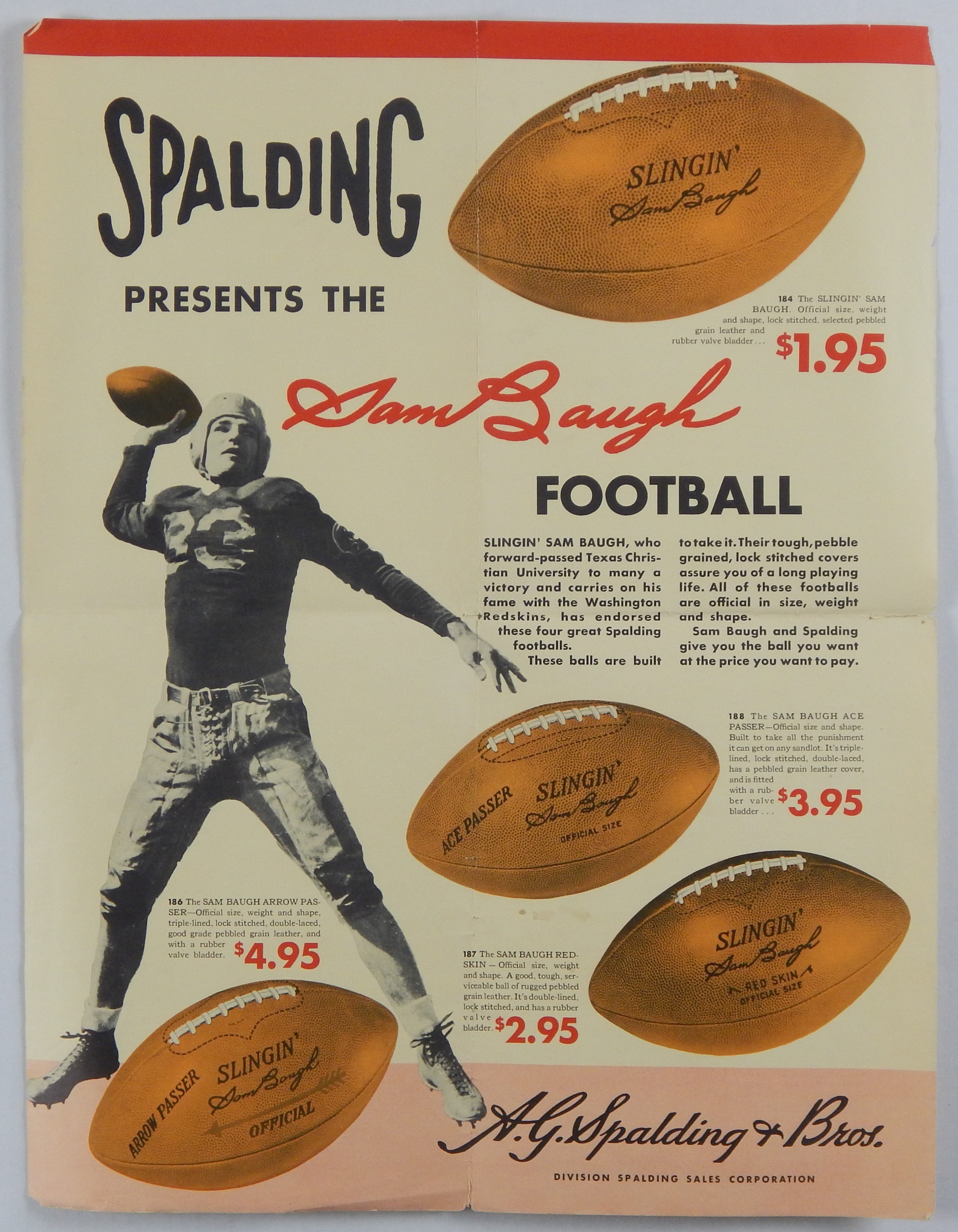 - 1940s Sammy Baugh Spalding Advertising Poster