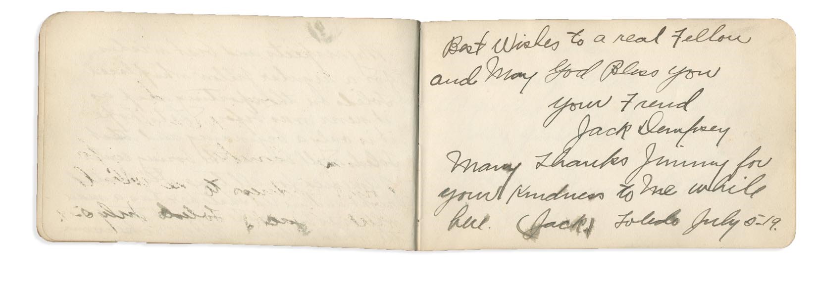 Muhammad Ali & Boxing - The First Known Autograph Signed by Jack Dempsey as World's Champion