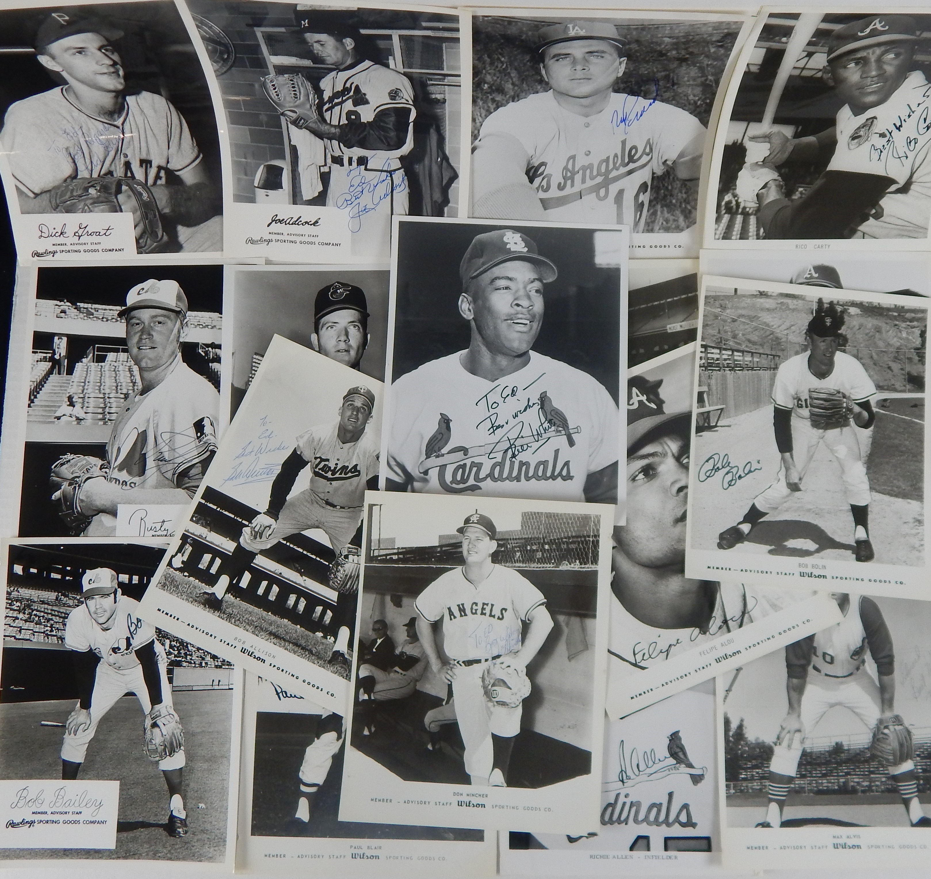 Baseball Autographs - Rawlings and Wilson Advisory Staff Autographed Baseball Photos (17)