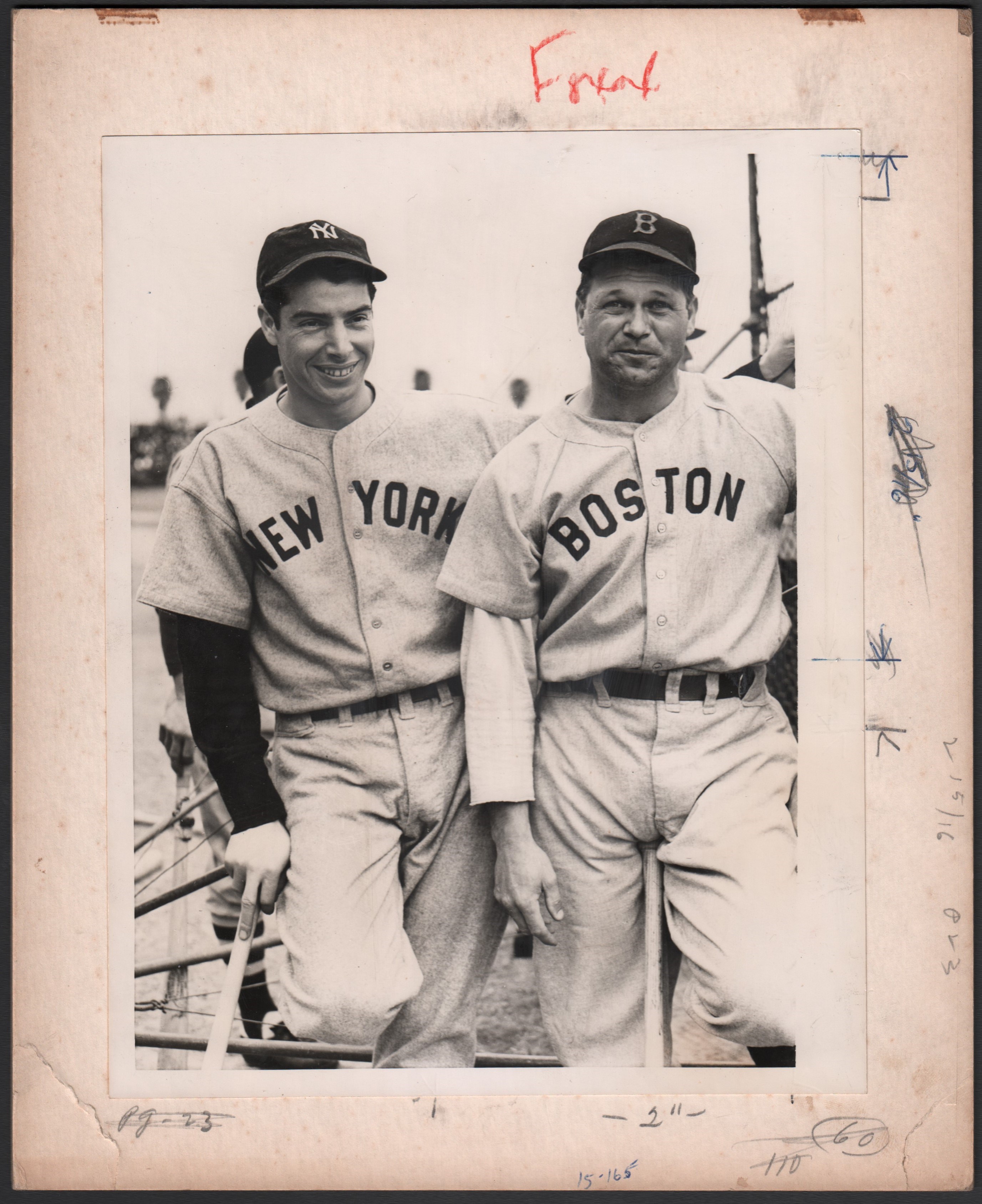 Circa 1939 Joe DiMaggio & Jimmie Foxx Type I Photograph
