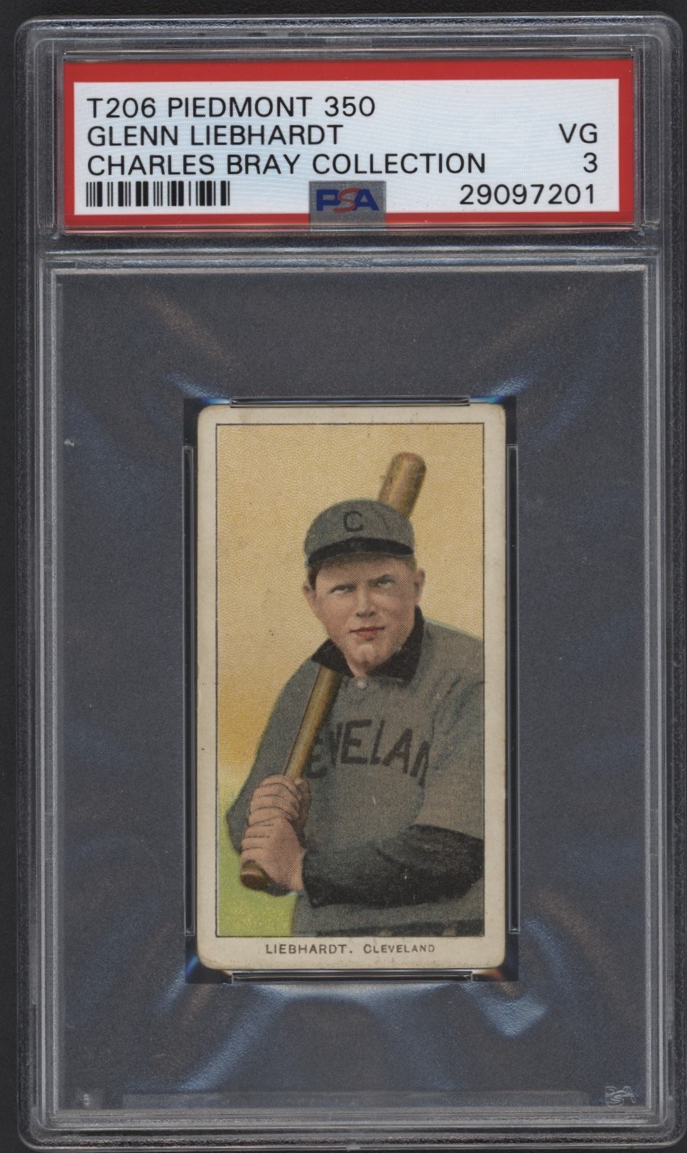 T206 Piedmont 350 Glenn Liebhardt PSA 3 From the Charles Bray Collection