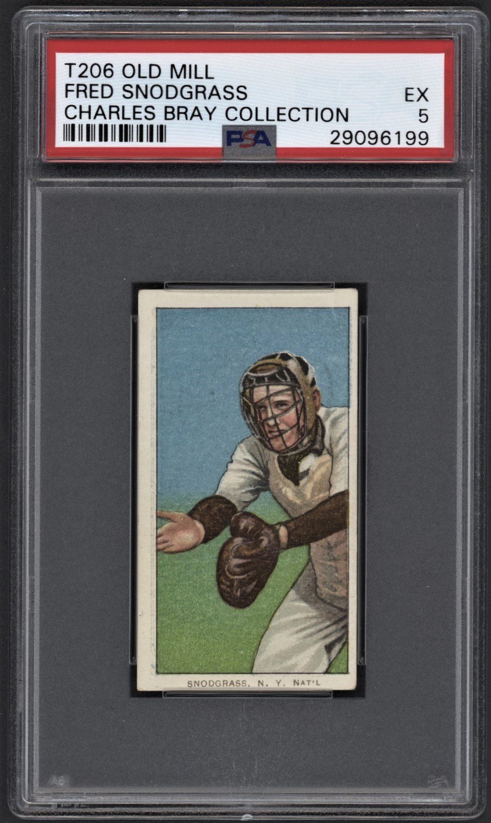 T206 Old Mill  Fred Snodgrass PSA EX 5 From the Charles Bray Collection
