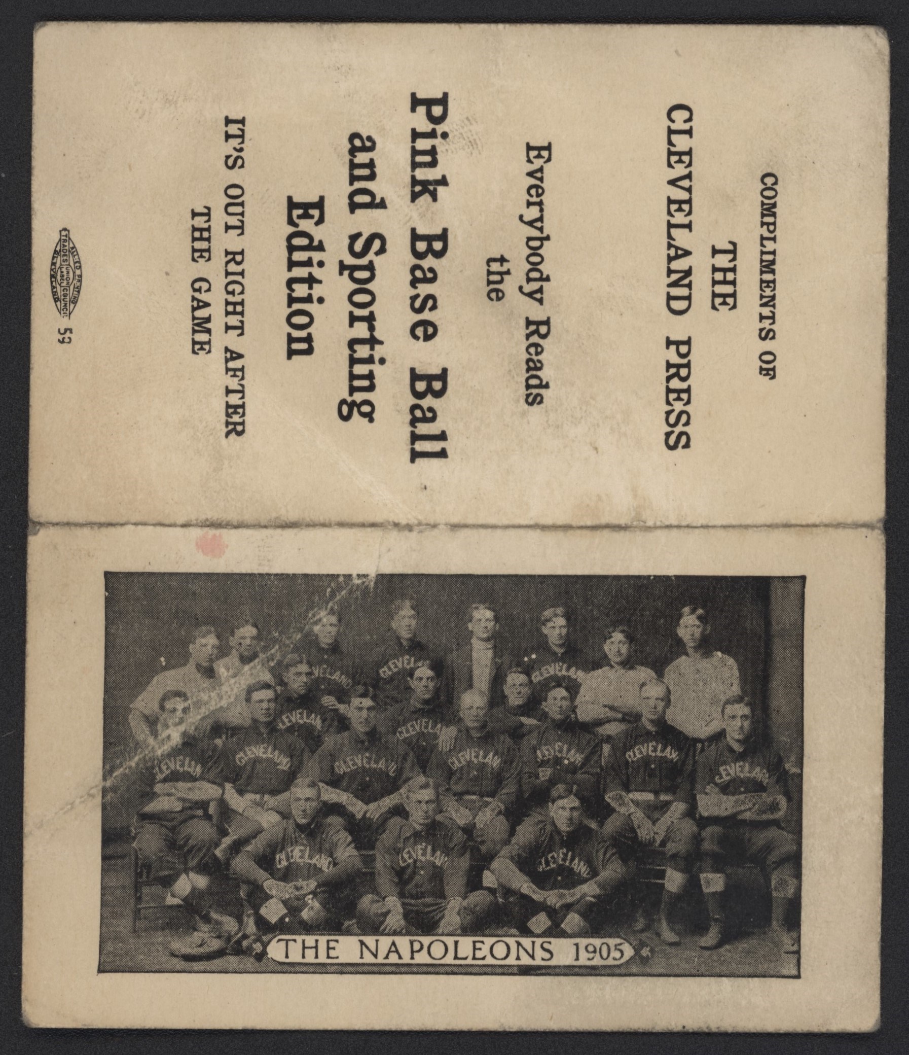- 1905 "The Napoleons" Schedule with Lajoie and Joss