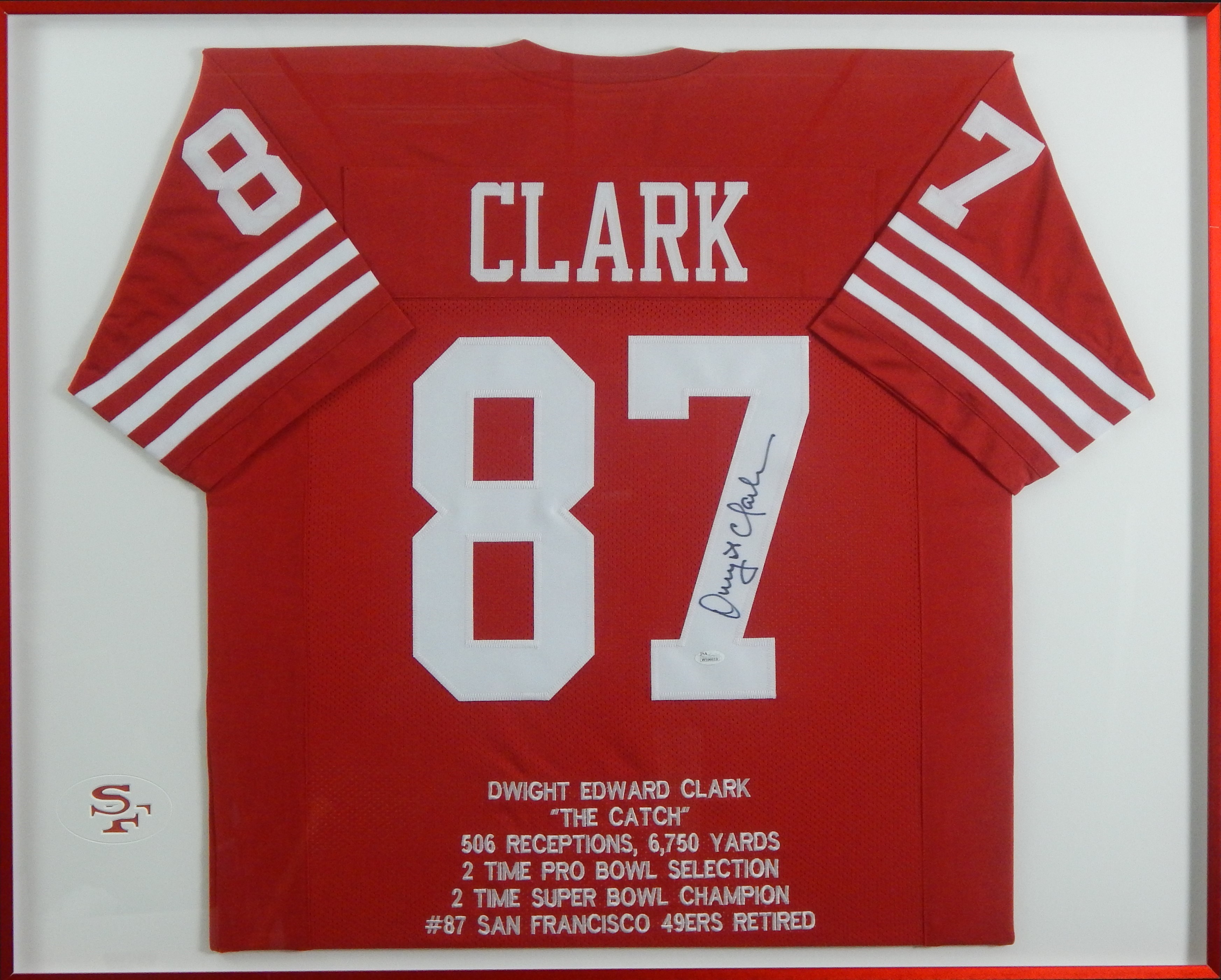 Autographs Football - Dwight Clark Signed Commemorative Jersey
