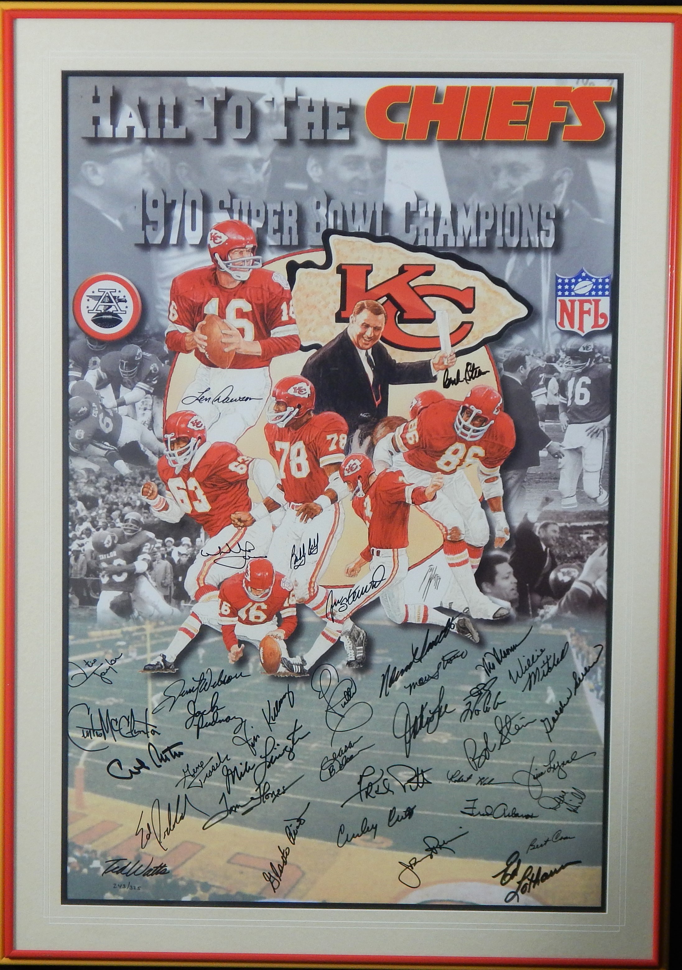 Autographs Football - 1970 Kansas City Chiefs Signed Limited Edition Poster