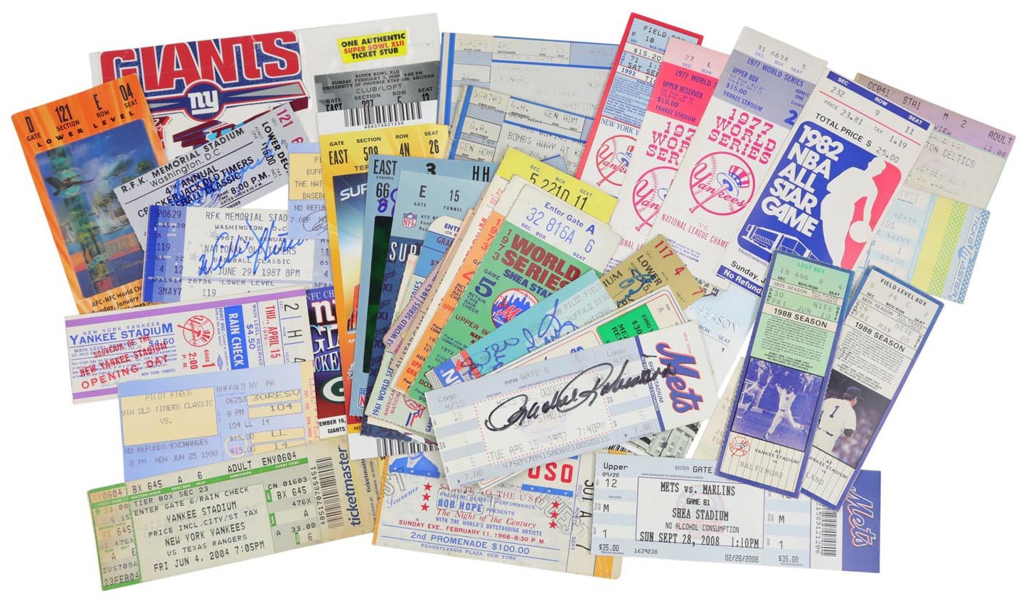 Baseball Autographs - 1950s-Present Multi Sport Ticket Collection w/World Series & Super Bowls - Many Signed (45+)