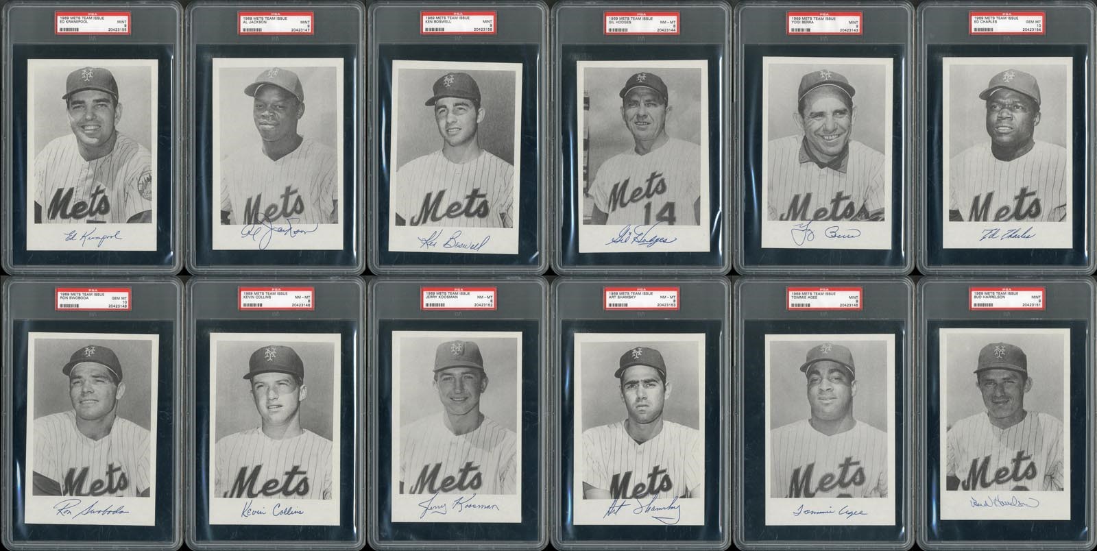 - 1969 Mets Team Issue PSA Graded Near Complete Set w/Two PSA 10's (All Pop 1's)