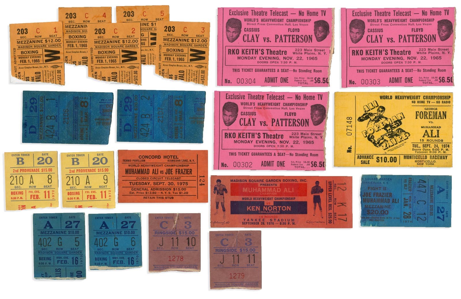 - 1950s-60s Boxing Ticket Collection w/Cassius Clay (20)