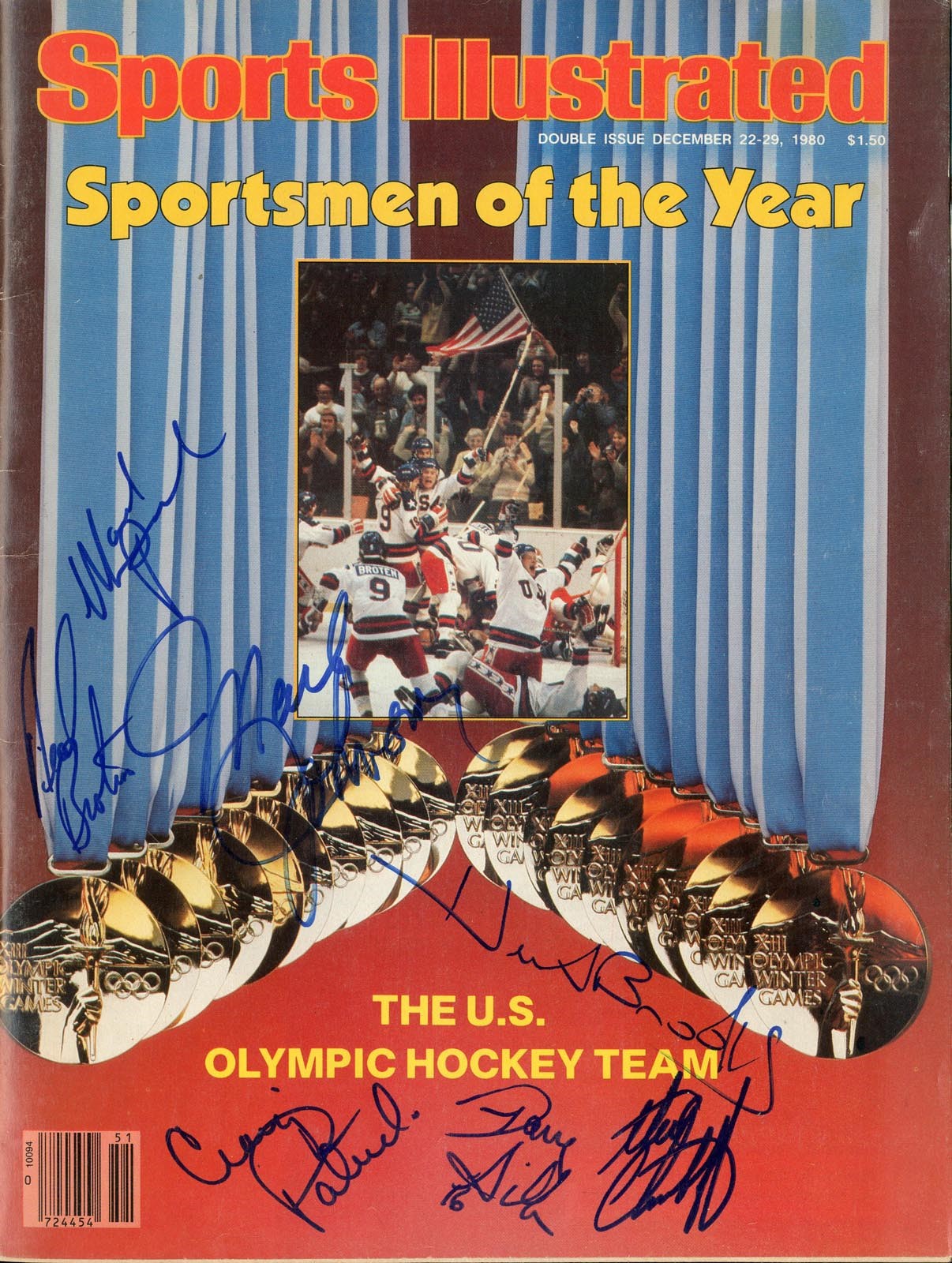 Olympics and All Sports - 1980 USA Hockey "Miracle" Team Signed Sports Illustrated & Book - Both with Herb Brooks
