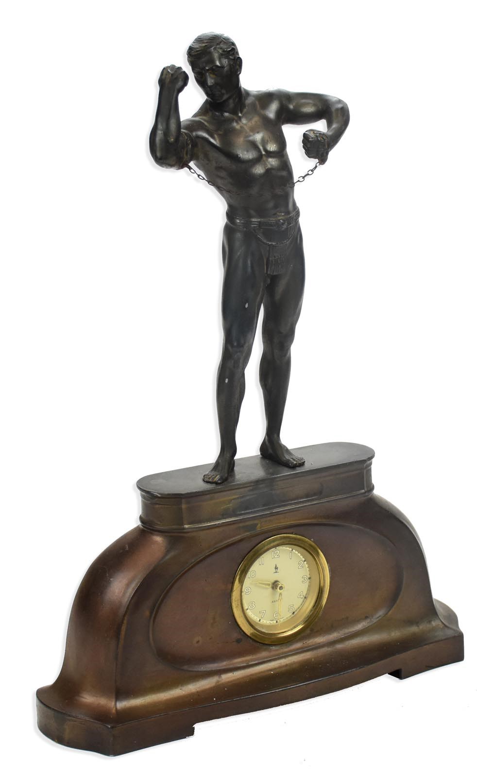 - 1920s Muscled Strongman Art Deco Clock