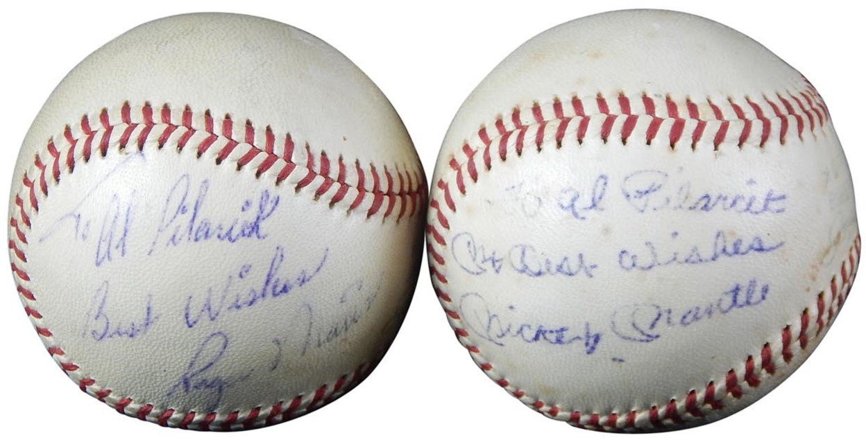Mantle and Maris - Mickey Mantle and Roger Maris Signed and Inscribed Baseballs (PSA)