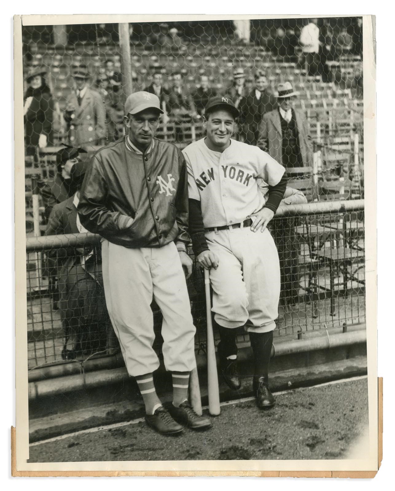 Vintage Sports Photographs - Lou Gehrig and Carl Hubbell at Opening Game of 1936 World Series