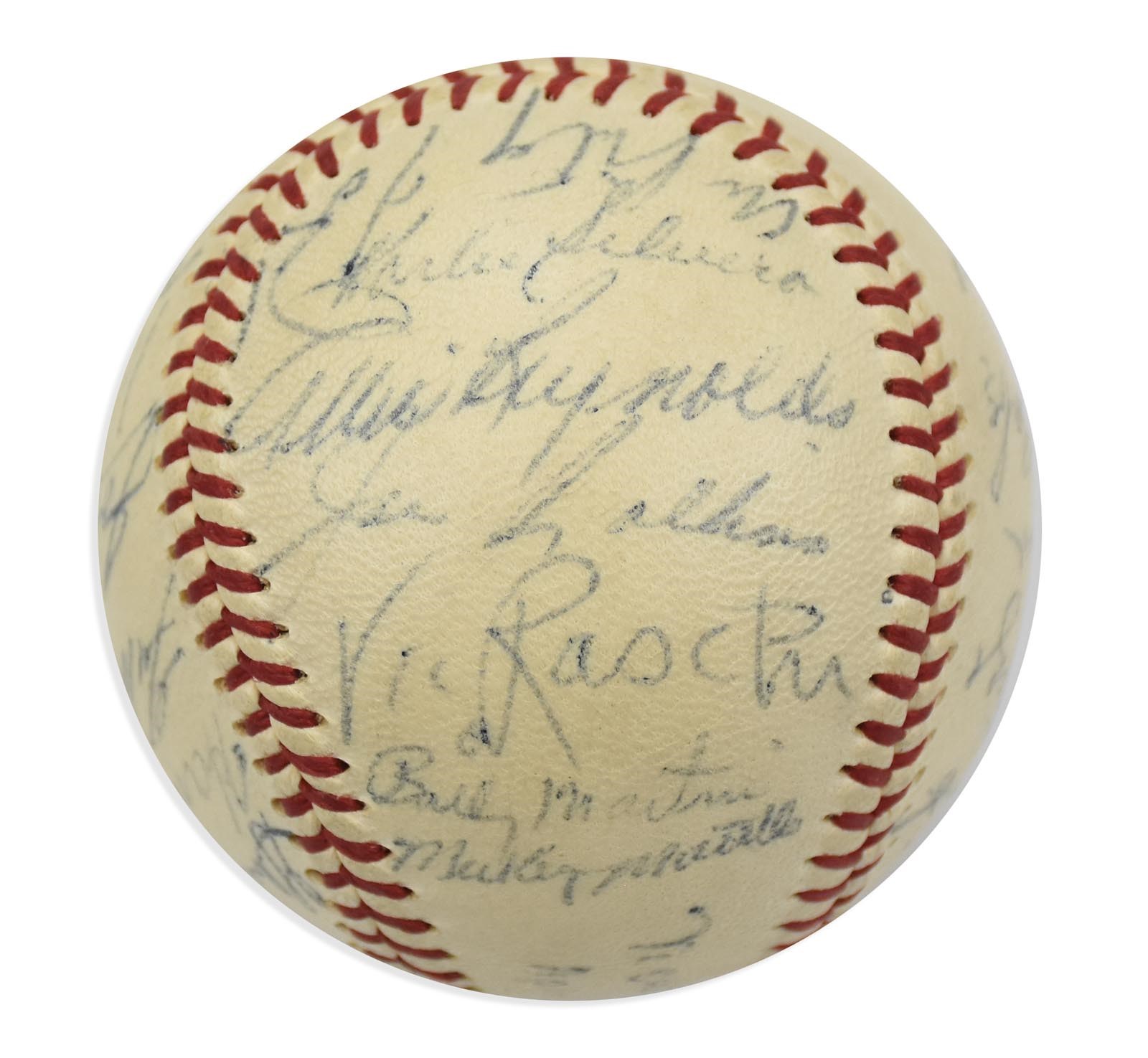 NY Yankees, Giants & Mets - High Grade 1953 World Champion New York Yankees Team Signed Baseball (PSA)