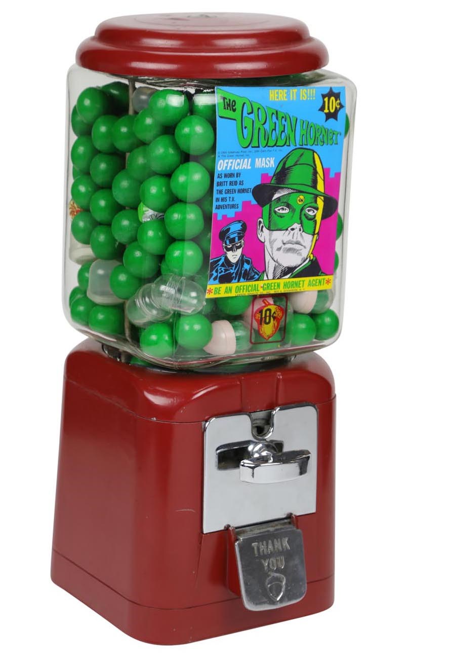 Non Sports Cards - 1967 Green Hornet Gumball Machine w/Complete Ring Set Inside