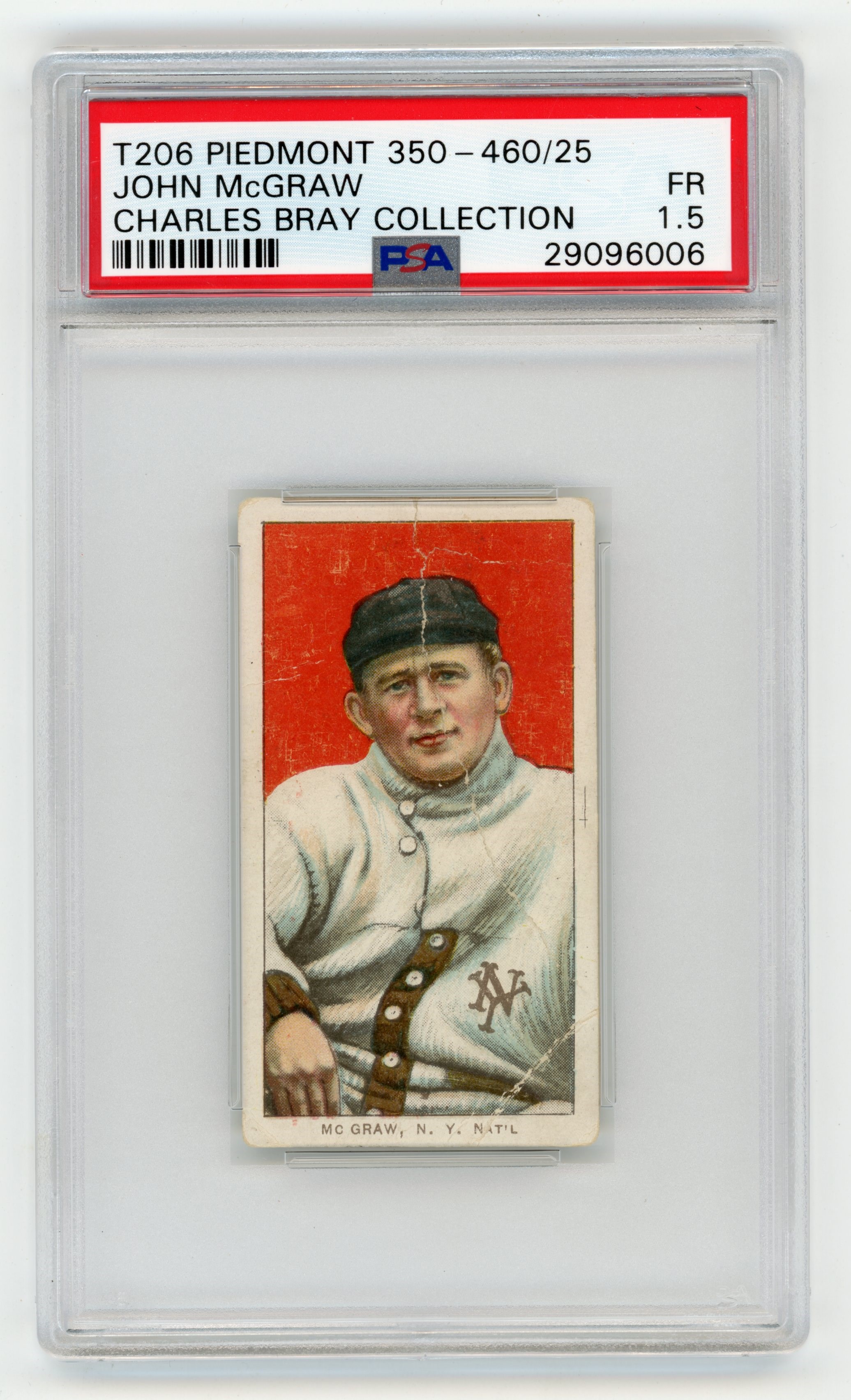 T206 Piedmont 350-460/25 John McGraw PSA 1.5 From Charles Bray Collection