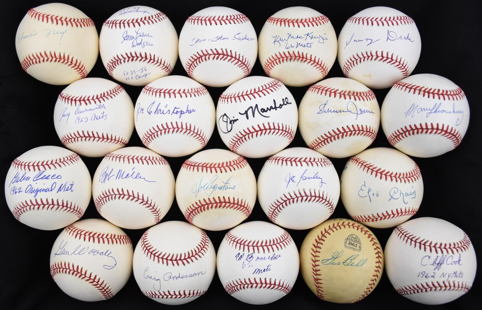 - Original 1962 New York Mets Set of Single Signed Baseballs (42)