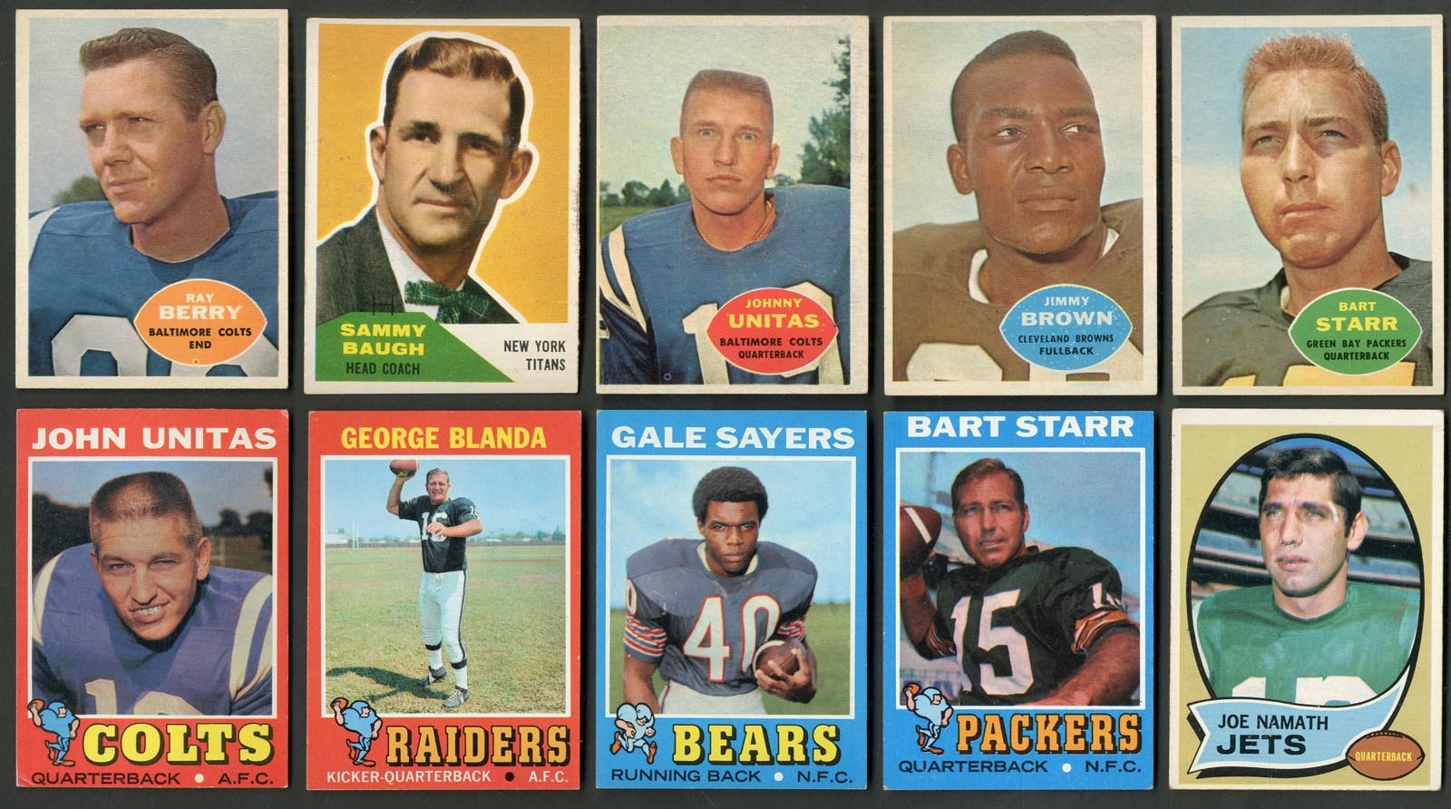 1960s-70s Topps & Fleer Football Near and Partial Sets - Unitas, Namath, Brown (925+ Cards from 10 Sets)