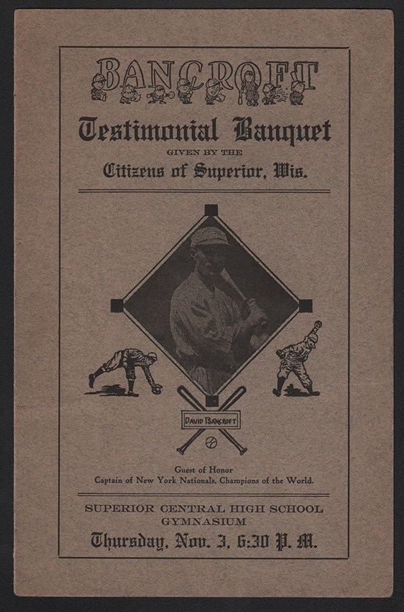 - 1921 Dave Bancroft World Champion New York Giants Testimonial Dinner Program