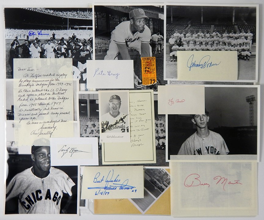 Collection of Baseball Autographs, Photographs & Letters w/ Willie Mays Home Run Ticket Stub (200+)