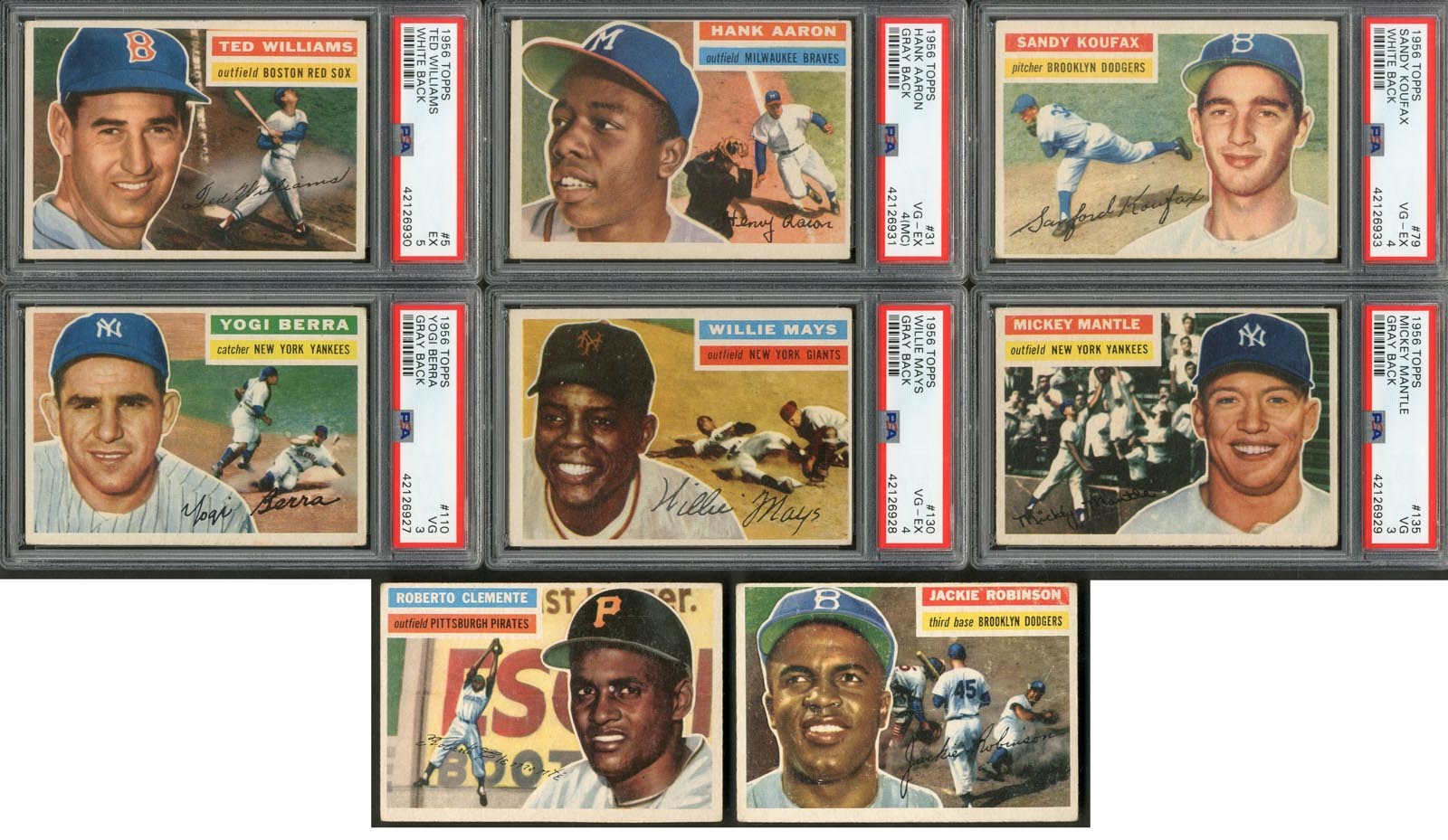 - 1956 Topps Baseball Complete Set w/Six PSA Graded (342/342)