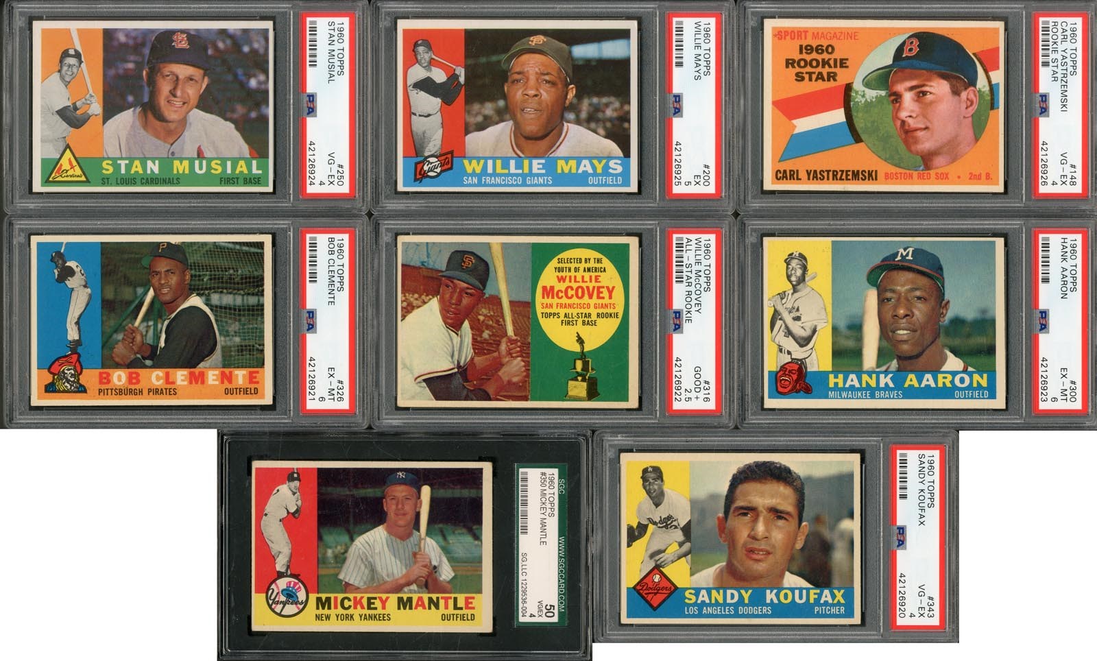 - 1960 Topps Baseball Complete Set w/Seven PSA Graded (572/572)