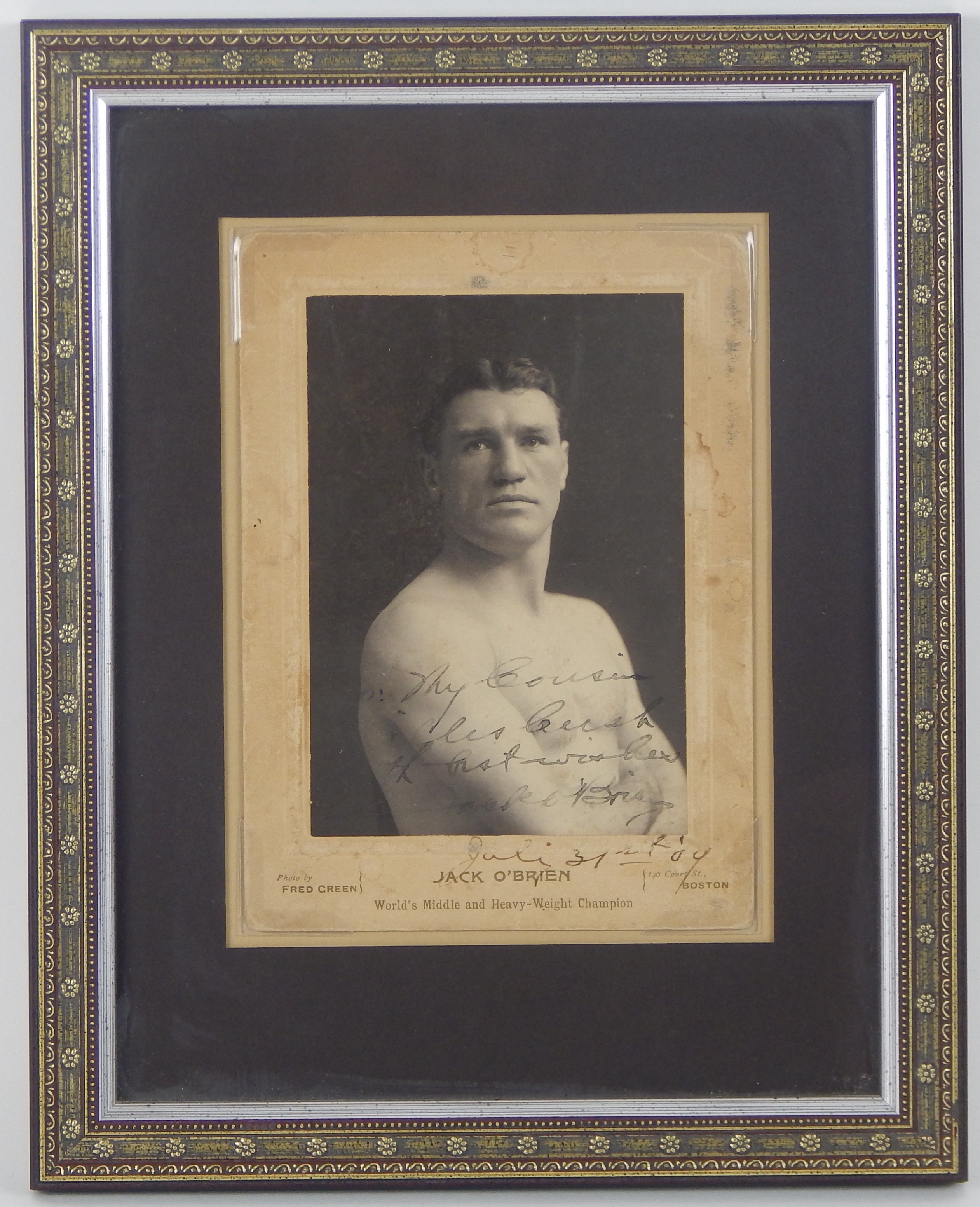 - 1904 Philadelphia Jack O'Brien Signed Cabinet Photograph