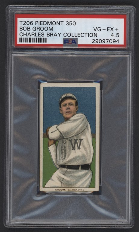 - T206 Piedmont 350 Bob Groom PSA VG-EX+ 4.5 From The Charles Bray Collection