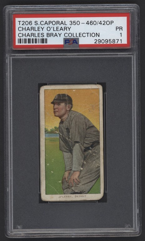 - T206 Sweet Caporal 350-460/420P Charley O'Leary PSA 1 From The Charles Bray Collection