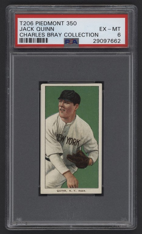 - T206 Piedmont 350 Jack Quinn PSA 6 From The Charles Bray Collection