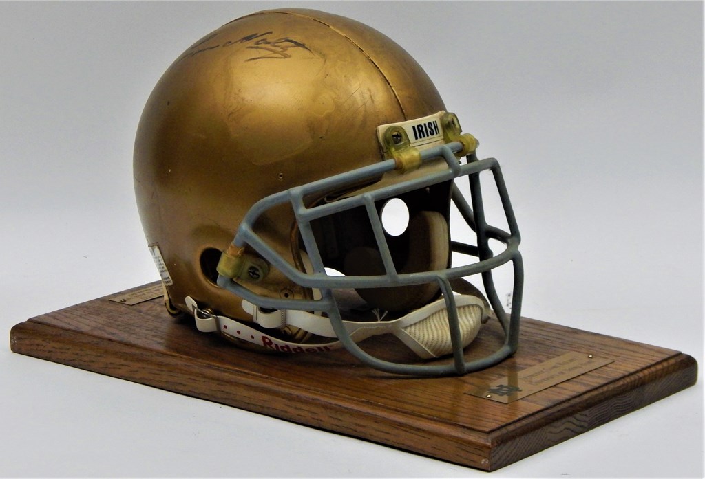- Notre Dame Game Worn Helmet Signed By Lou Holtz