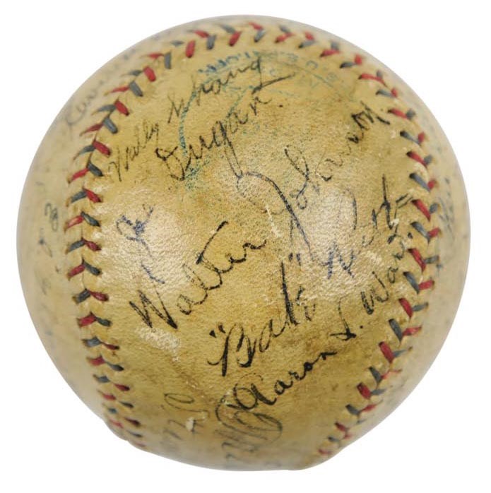 - 1921-23 American Leaguers Barnstormers Signed Baseball w/Frank Chance, Ruth, Johnson, Cobb